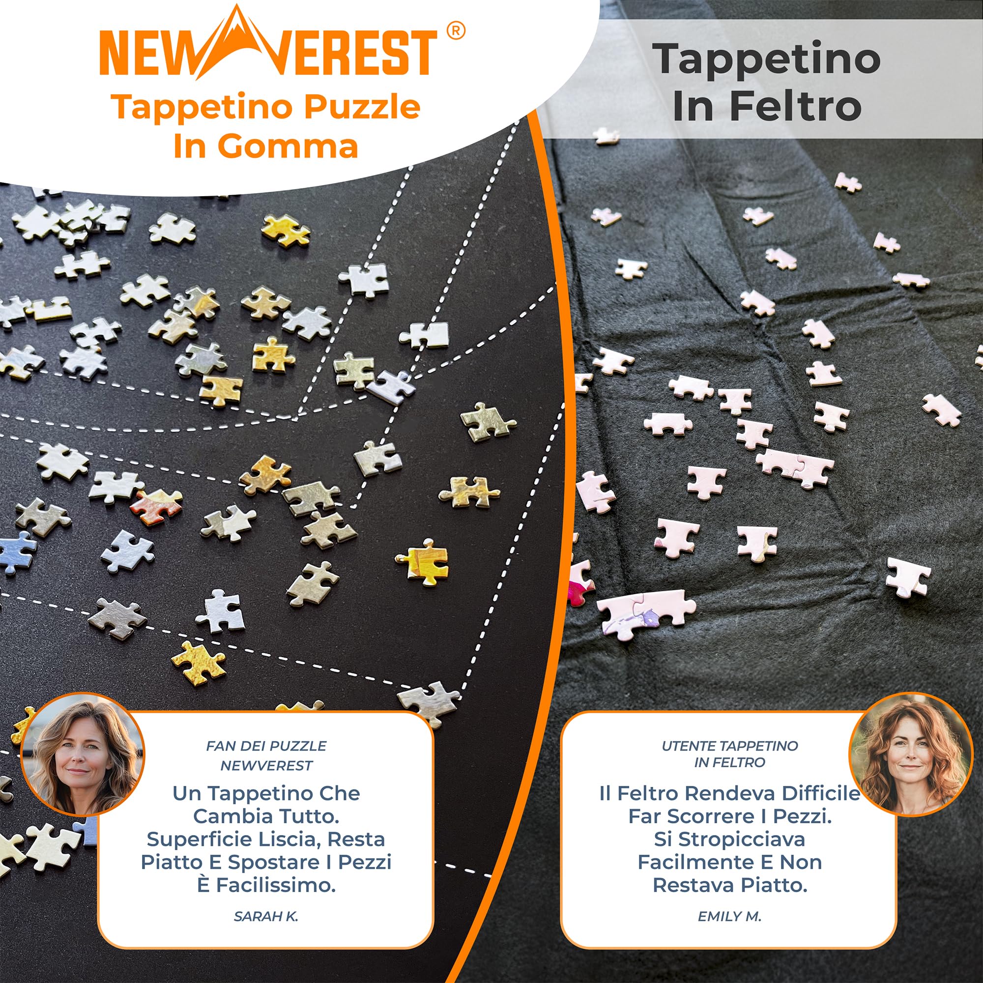 Tappetino Puzzle Newverest 117 × 66 cm, Design Arrotolabile Per Le Tue Serate Di Gioco, Fino a 1500 Pezzi, Poliestere Liscia con Base Antiscivolo, 3 Vassoi, Borsa con Cerniera