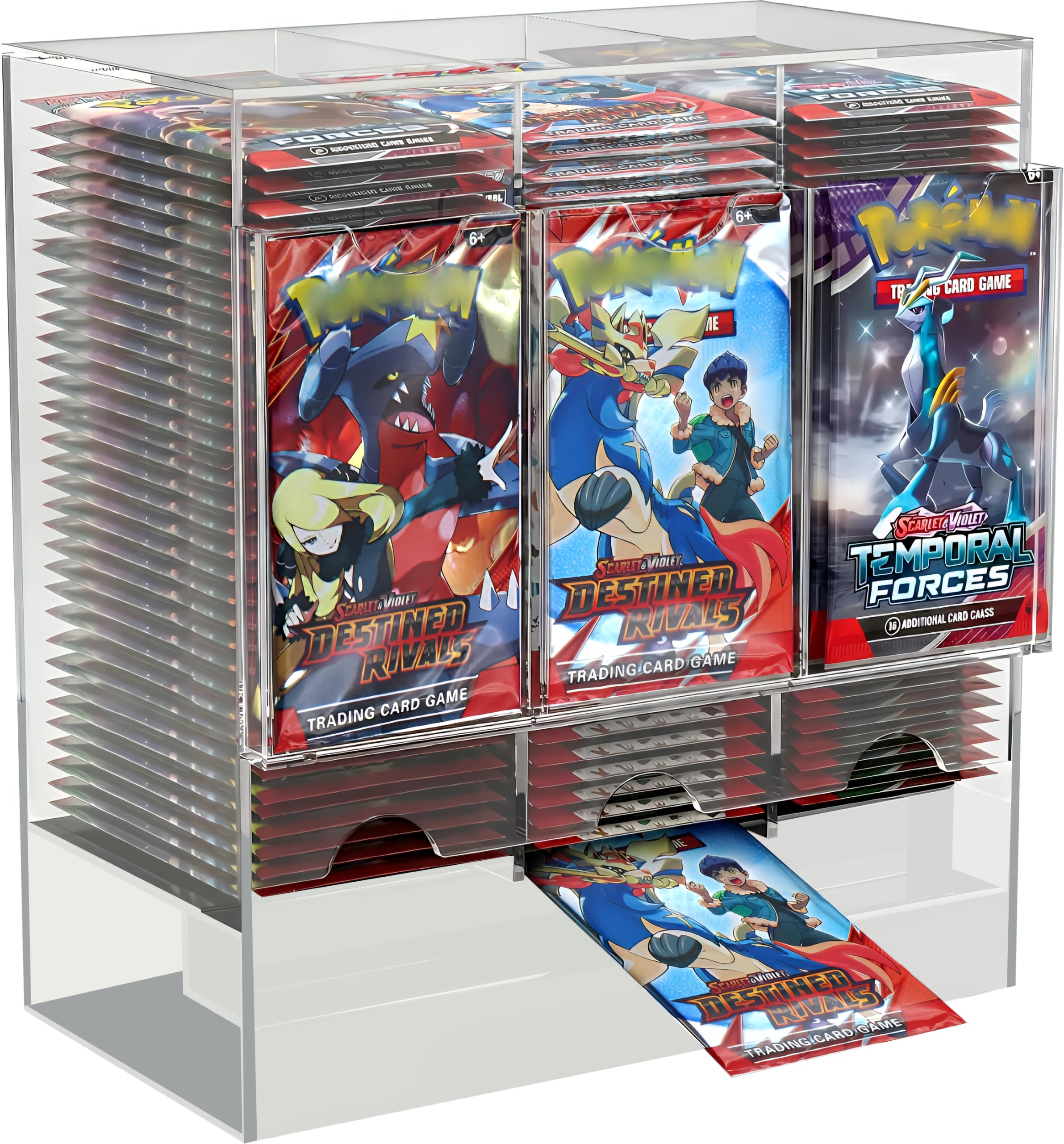 Vaulted Vortex Tcg Booster Pack Holder Dispenser 3 Slot Acrylic Design/Clear Compatible With Tcg Trading Card Boosters And Sports Card Boosters