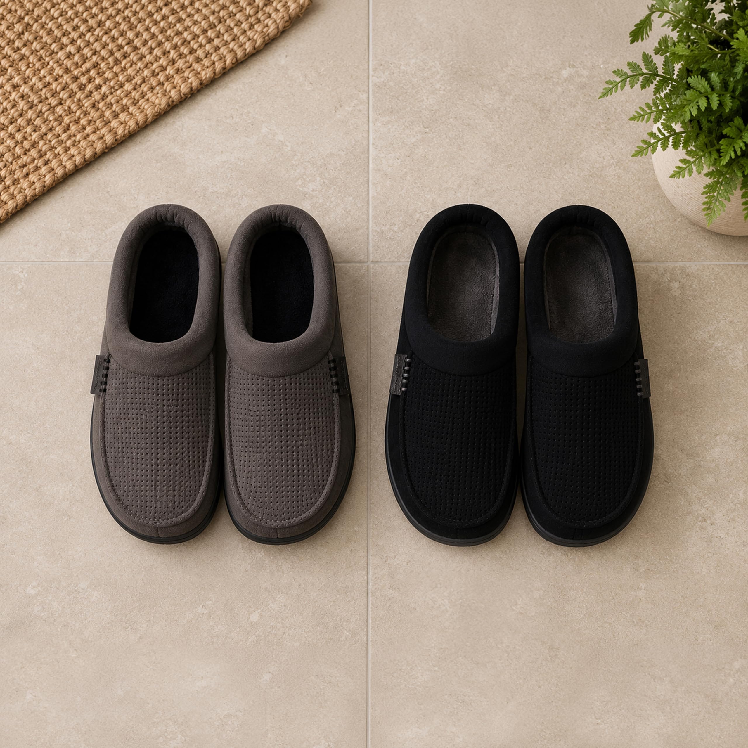 Dearfoams Microsuede Moc Toe Clog With Berber Cuff MocasínHombre