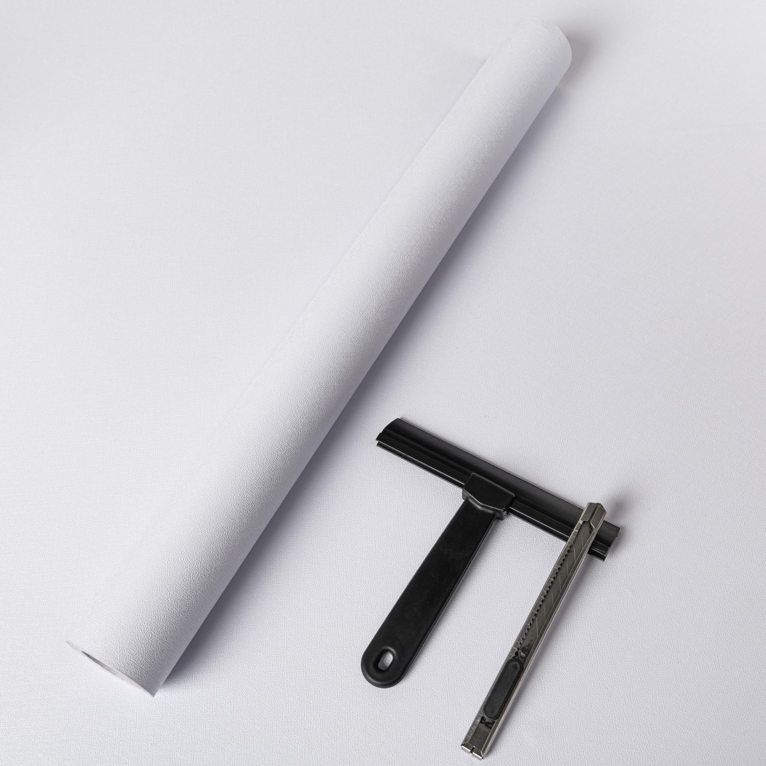 practicalWs White Wallpaper Peel and Stick with Tools, White Wall Paper Roll Self-Adhesive and Waterproof, Thickened Solid Color Whites Contact Paper