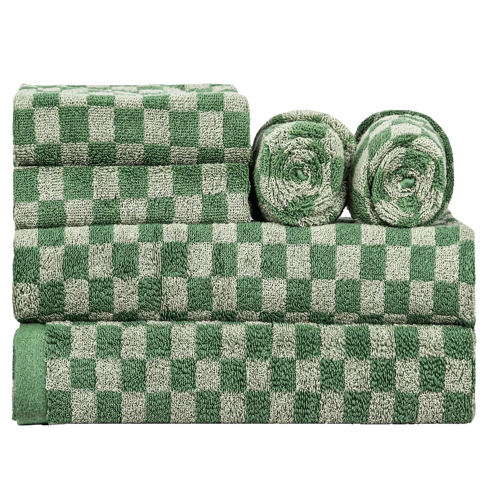 Checkered Bath Towels Set of 6 Large 600GSM 100 Cotton Shower Towels 2 55 28 in Hand Towels