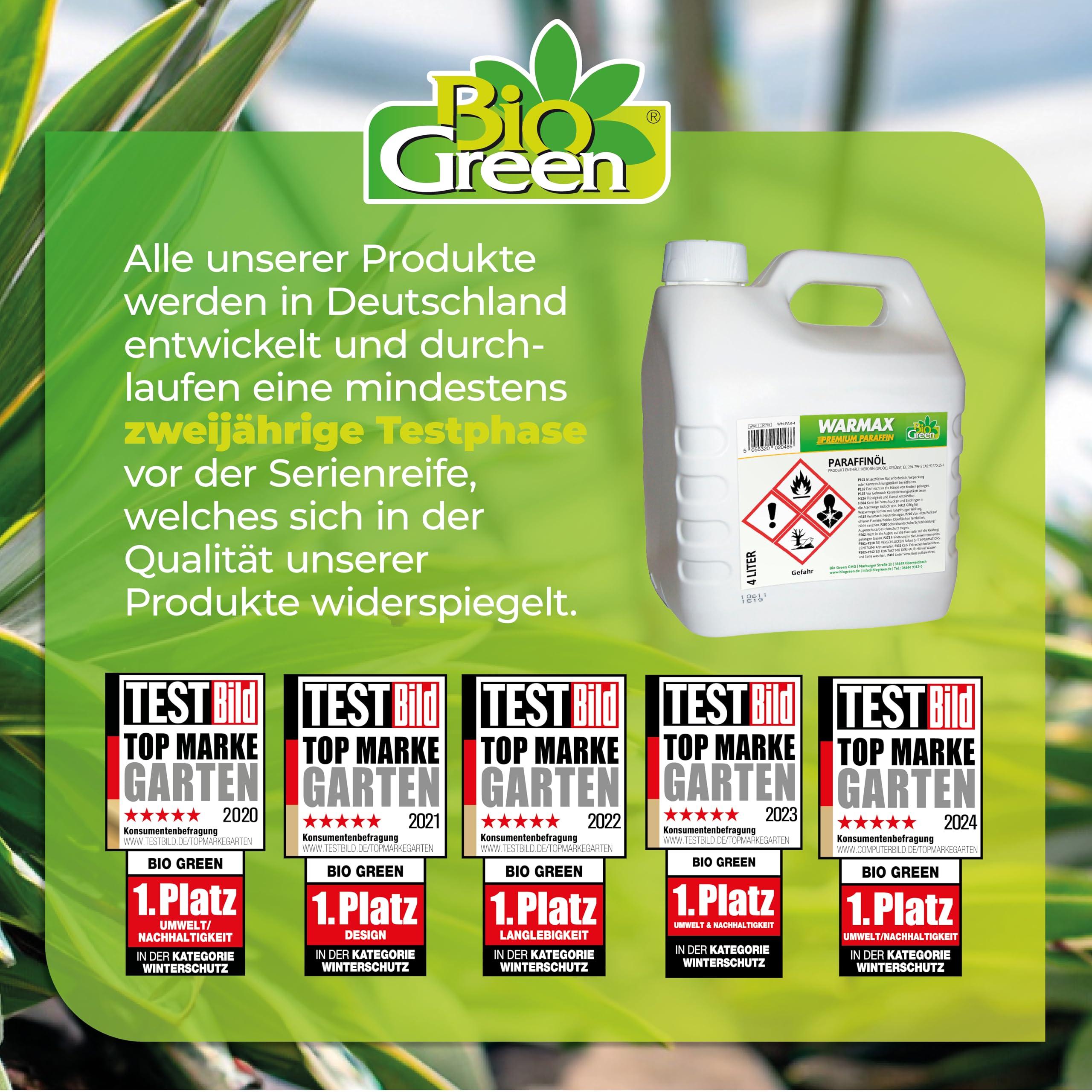 Bio Green Olio di paraffina Warmax per riscaldamento a serra, tanica, 4 litri