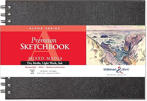 Stillman & Birn Alpha espiral Sketchbook, pesado, 100lb, blanco Natural, 50hojas, 10x 7