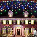 82FT 810 LED Multicolore Icicle lumières de Noël Décor extérieur - 180 Visage diamanté LED Des ampoules, 12 Modes, dimmables, minuterie & Mémoire intérieure & En plein air, 29V Faible tension, énergétique, UL Certifié