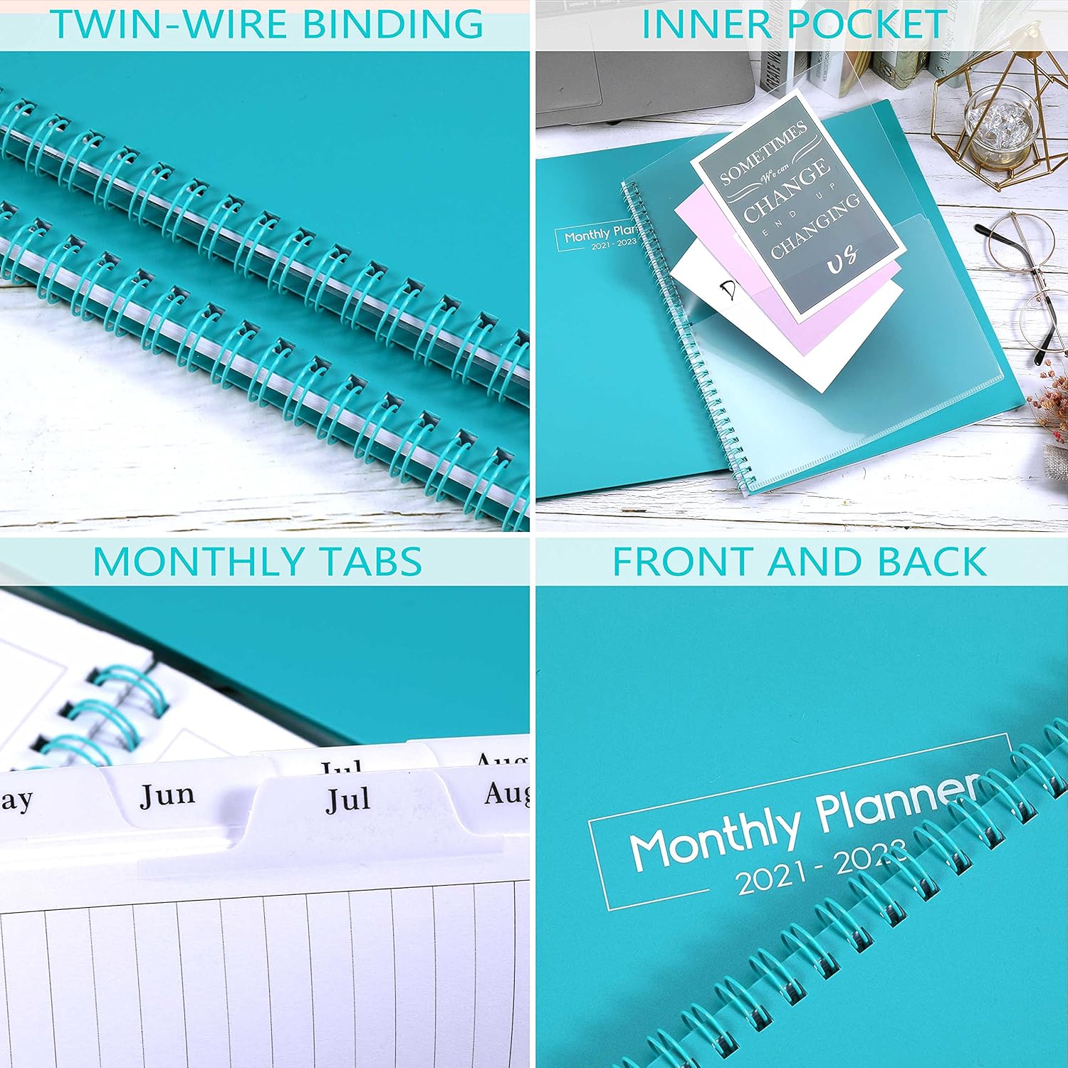 Monthly Planner 2021-2023 - 24 months Planner from July 2021 to June 2023, Monthly Planner 2021-2023, 9.2'' x 11.4'' , Planner with Inner Pocket, 24 Month Tabs, Inner Pocket : Office Products