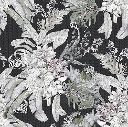 Papel tapiz floral tropical, despegar y pegar, acuarela, palmeras, selva, verde, animales, papel de contacto extraíble, autoadhesivo, mural de pared