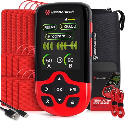 TENS Unit - Estimulador muscular Ultra para alivio del dolor y recuperación, máquina TENS EMS con modo constante PMS, máquina Stim de doble canal