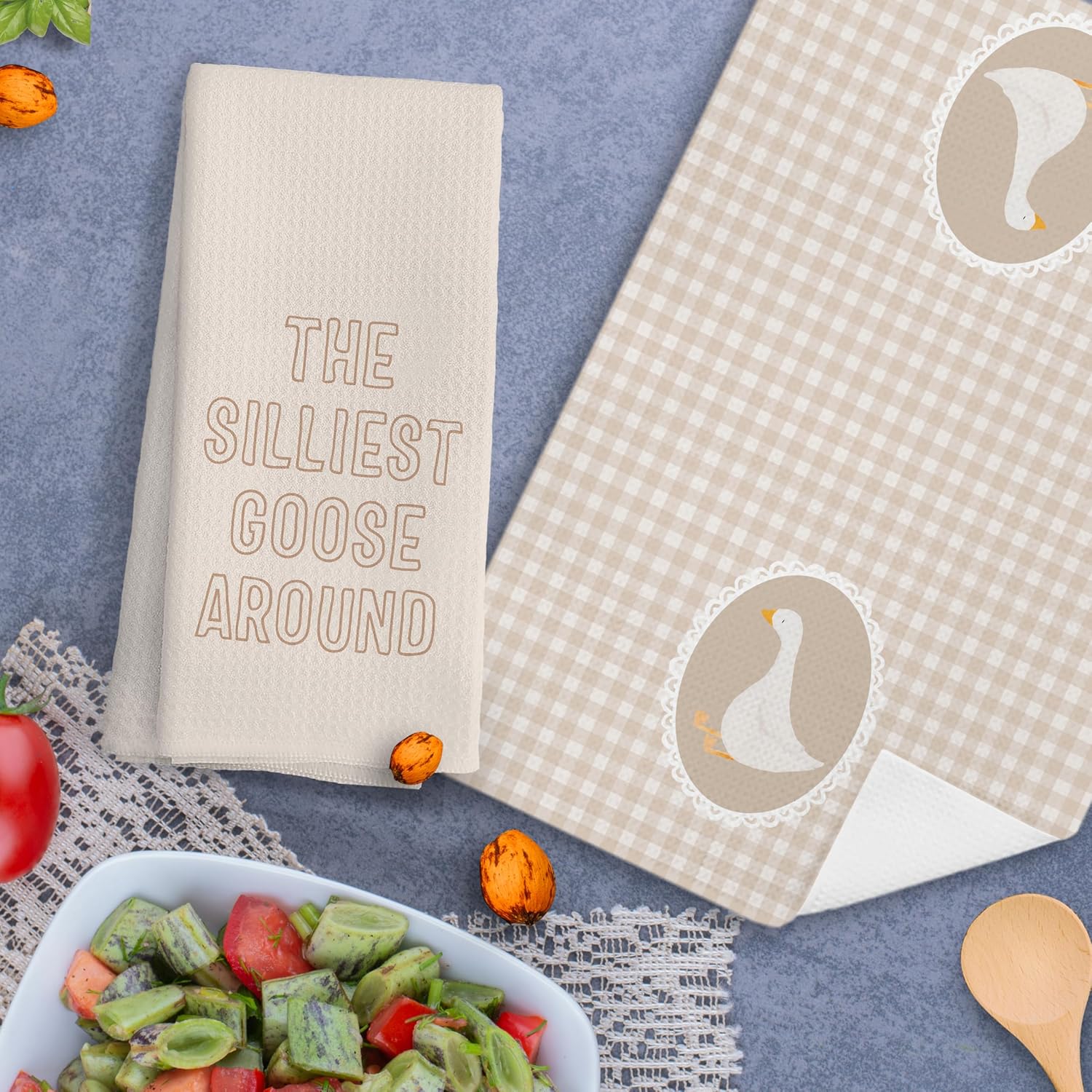 Vintage Farmhouse The Silliest Goose Around Decor Kitchen Towels Set of 2,Cottagecore Rustic Silly Goose Nursery Bathroom Decor,16x24 Inch - Image 6