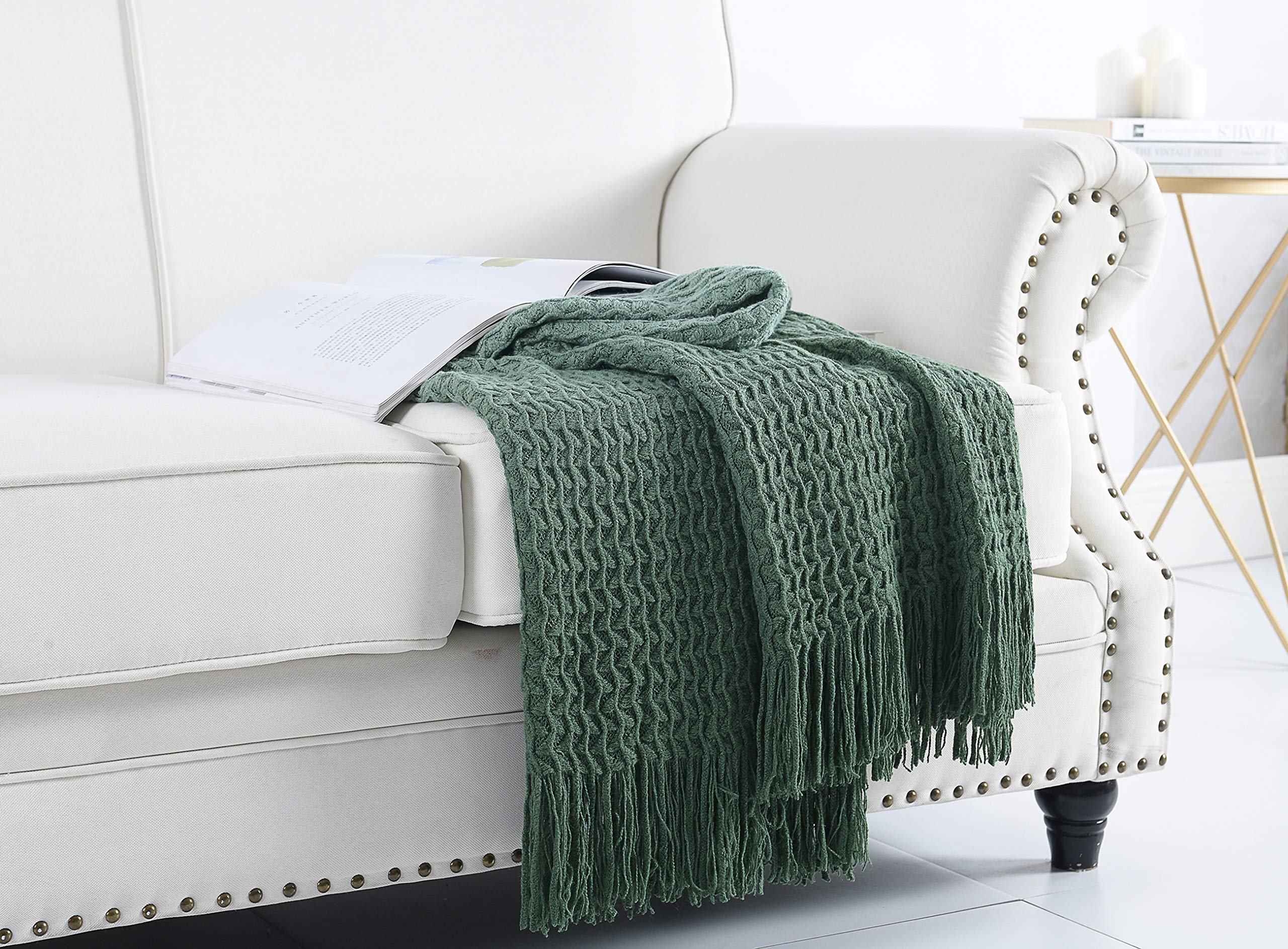 Coperta In Maglia 100% Cotone Sourcingmap - Morbida, Leggera, 120x180 Cm, Verde, Per Divano E Viaggi
