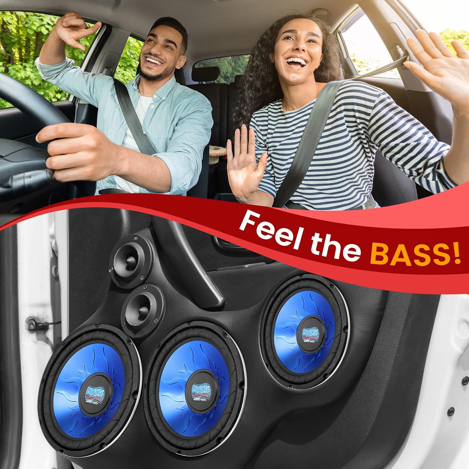 Pyle Car Vehicle Subwoofer Audio Speaker - 10 Inch Blue Injection Molded Cone, Blue Chrome-Plated Steel Basket, Dual Voice Coil 4 Ohm Impedance, 1000W Power, for Vehicle Stereo Sound System- PL1090BL