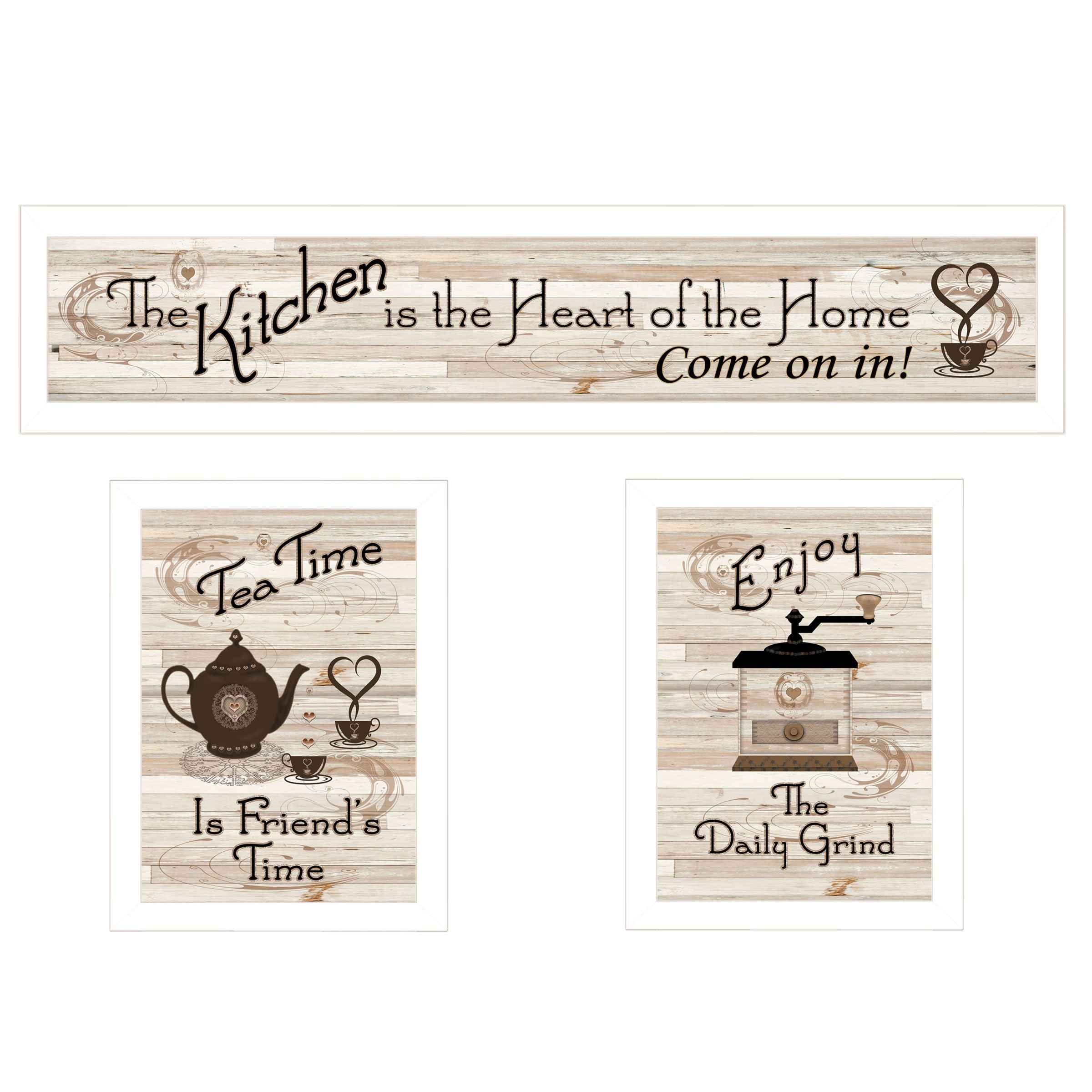 Kitchen Friendship Collection Iii 3-Piece Vignette by Millwork Engineering Printed Wall Art, 33 Inch x 10 Inch, Earthtone