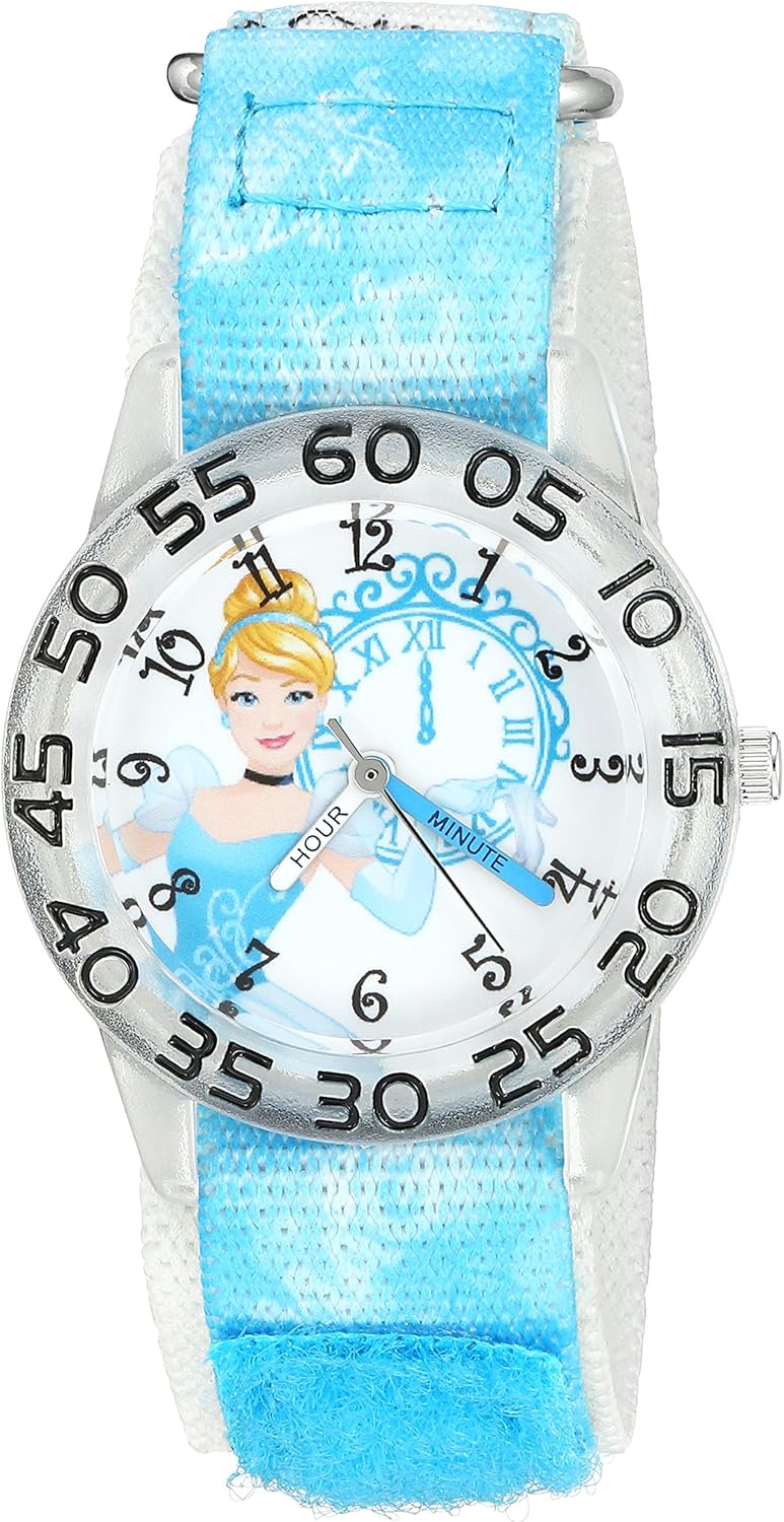 Disney Princess Kids' Plastic Time Teacher Analog Quartz Nylon Strap Watch