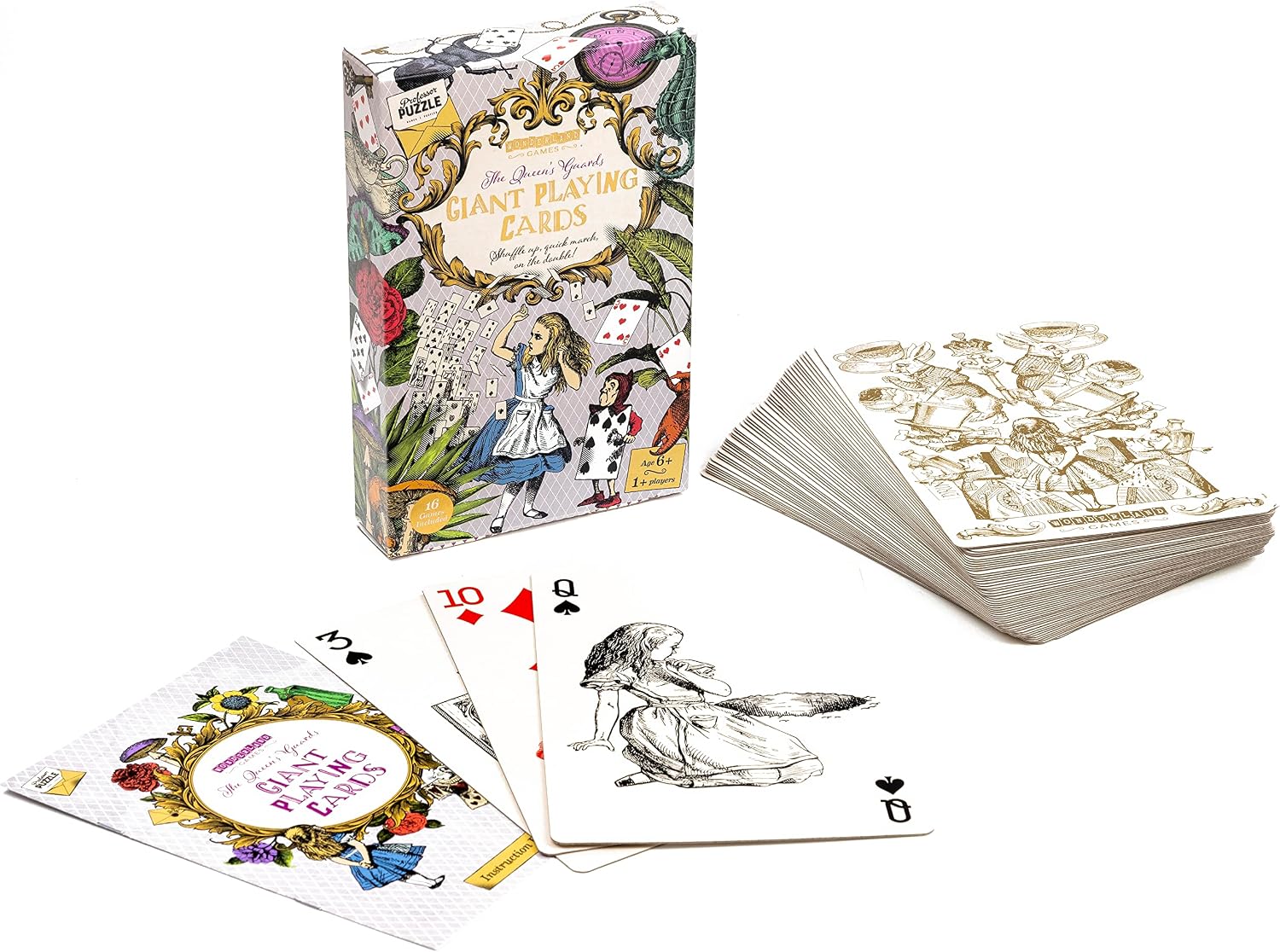 Professor PUZZLE The Queen’s Guard Giant Playing Cards - Alice in Wonderland Themed Jumbo Playing Cards for All Card Games. Wonderland Games
