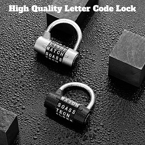 Miniatura 6 de Shimeyao Cerradura de combinación de 5 letras de metal, cerradura de 5 dígitos, cerradura de 5 dígitos, resistente para gimnasio, sin llave, candado