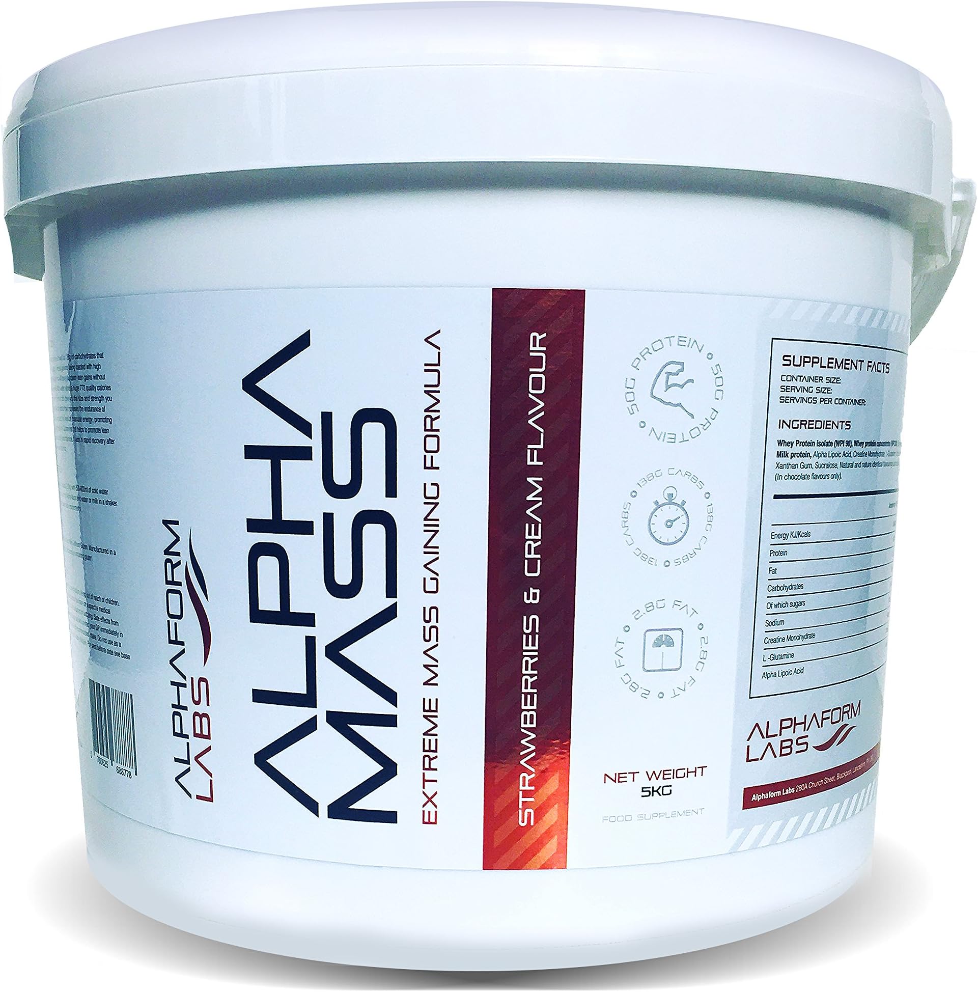 AlphaForm Labs Alpha Mass Extreme Mass Gaining Formula 5Kg Strawberries and Cream Flavour