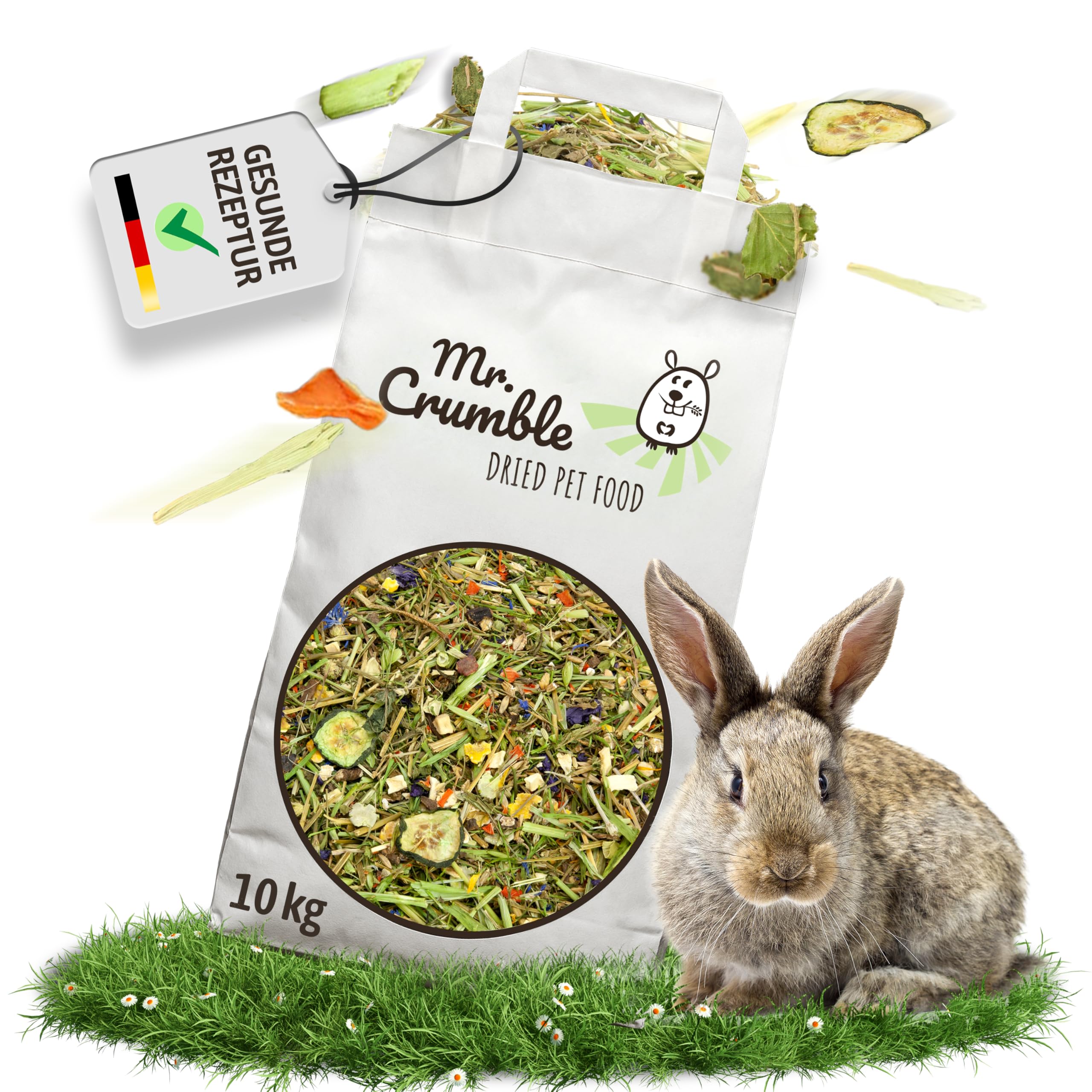 Mr. Crumble Knuspersalat – 100 % natürliches Strukturfutter für Kaninchen – weizenfrei, pelletfrei, ohne Zusätze – unterstützt Verdauung & Zahnabrieb – 10kg