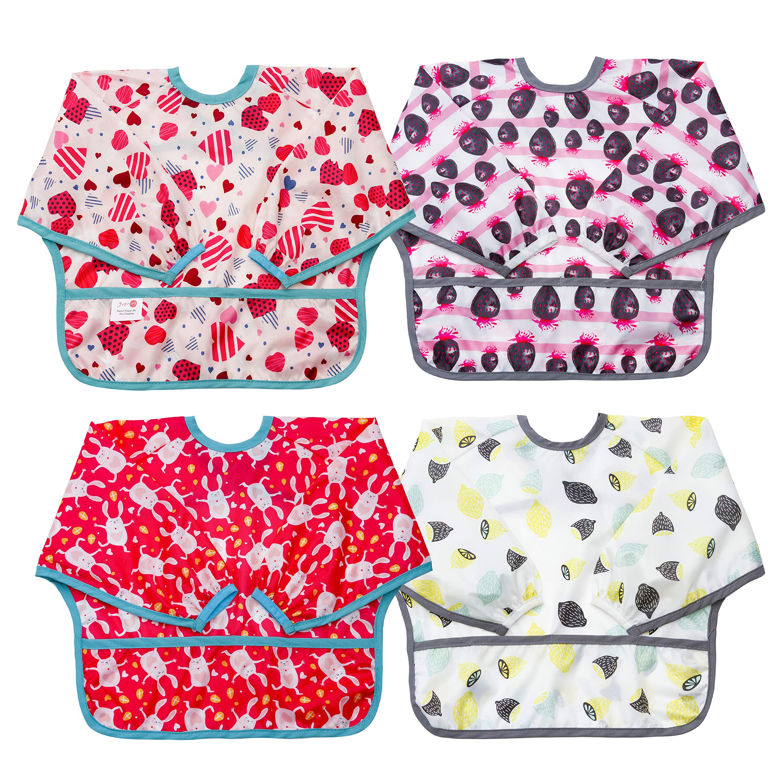 Joyo roy Baby Bibs For Eating Bibs For Toddlers Long Sleeve Bib Plastic Bibs For Babies Sleeved Bib smock for Kids 8-12 Kids Paint Smock Weaning Bib Sleeved Bibs for Babies Baby Apron for Eating