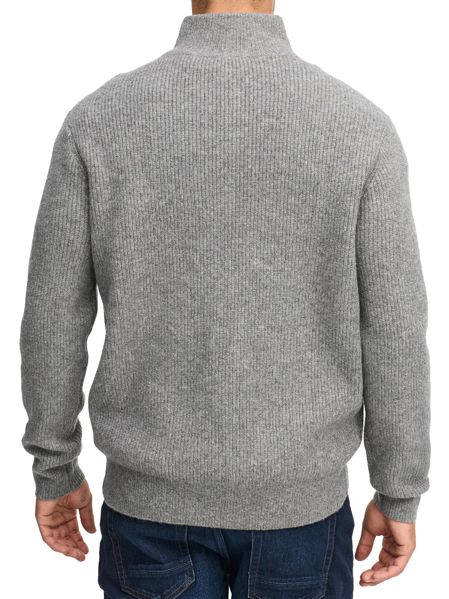 Indicode Herren INPeace Half Zip Grobstrickpullover mit Stehkragen und Reißverschluss | Strickpullover für Männer