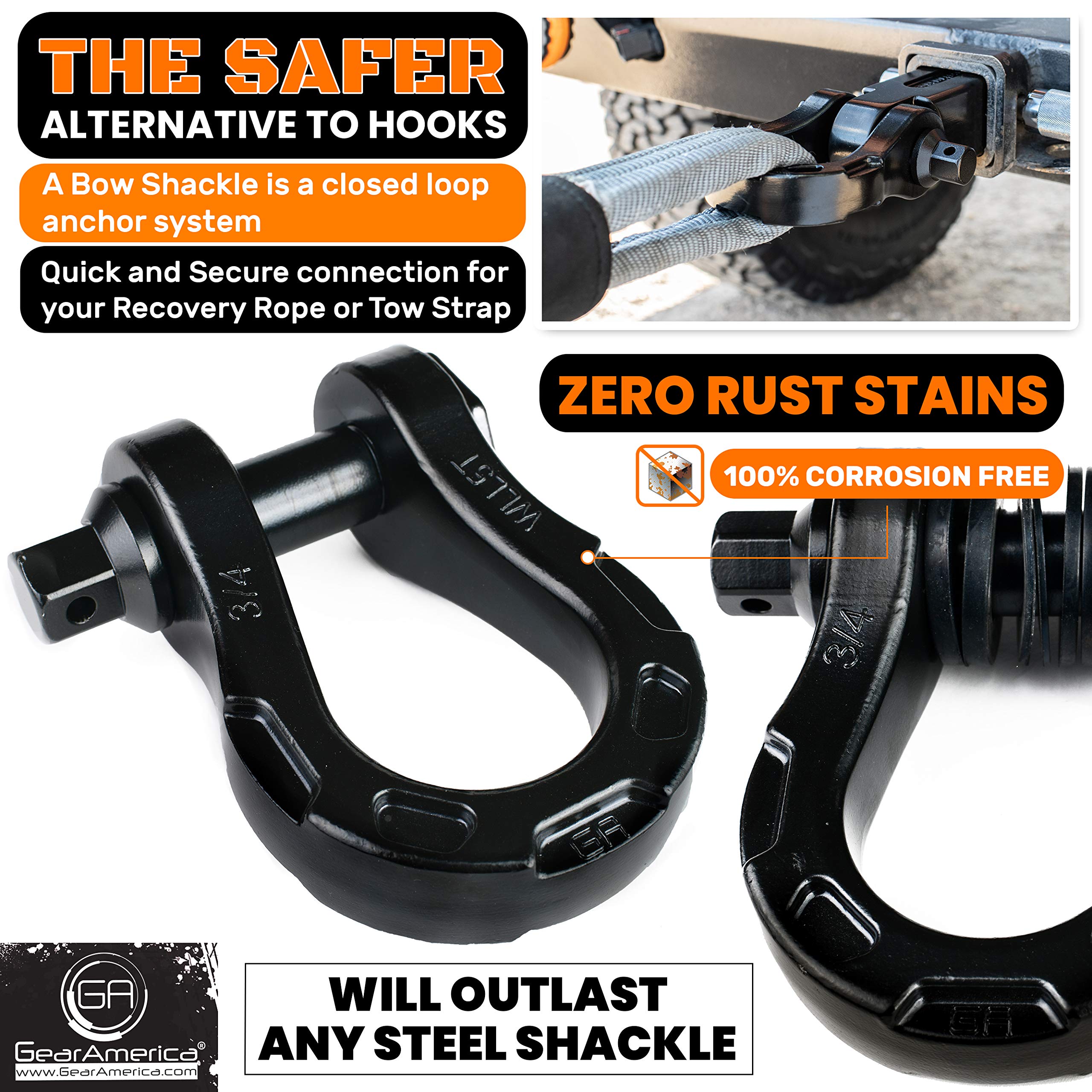 Buy GearAmerica Aluminum Alloy Ultra Shackles 30,000 lbs MBS, 10,000