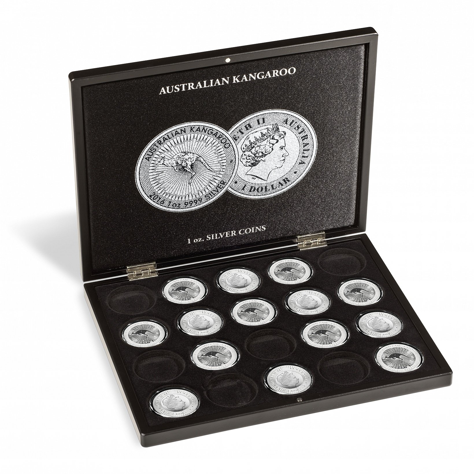 Leuchtturm 355190 Estuche Volterra para 20 Monedas de Plata Canguro Australiano en cápsulas - para 1 Oz/Onza