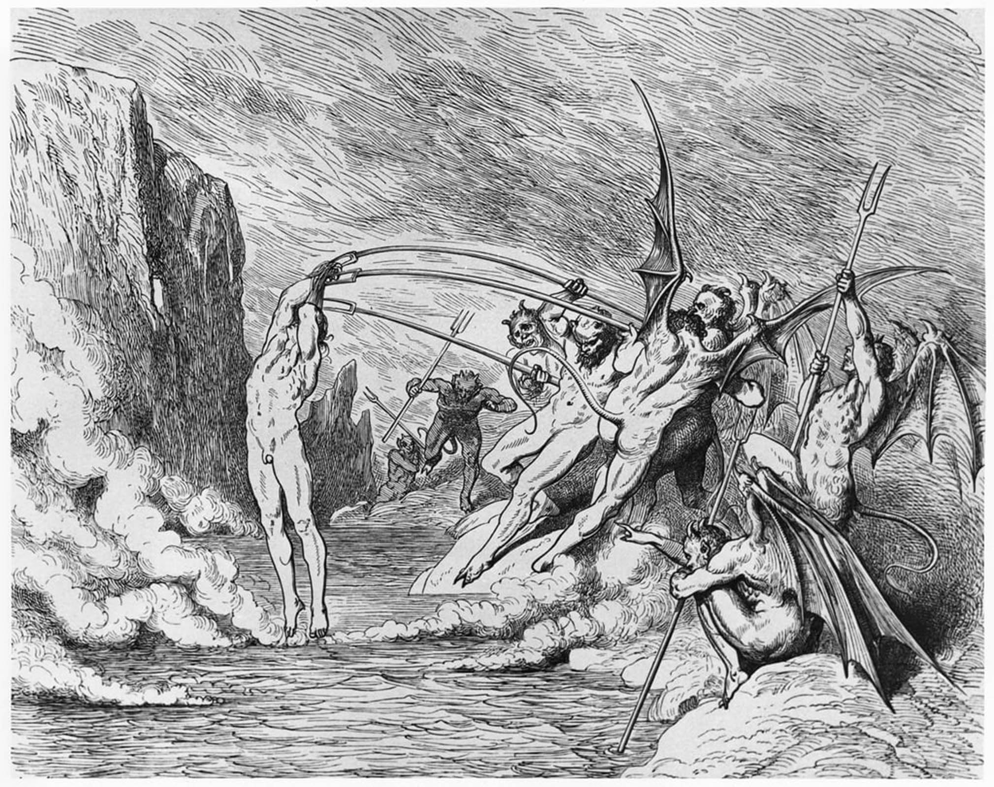 ARTXLXXBN Famous Painting Canvas Artwork Graffiti Print Devils Illustration by Gustave Dore Portrait Canvas Image for Home Decor 60x90cm