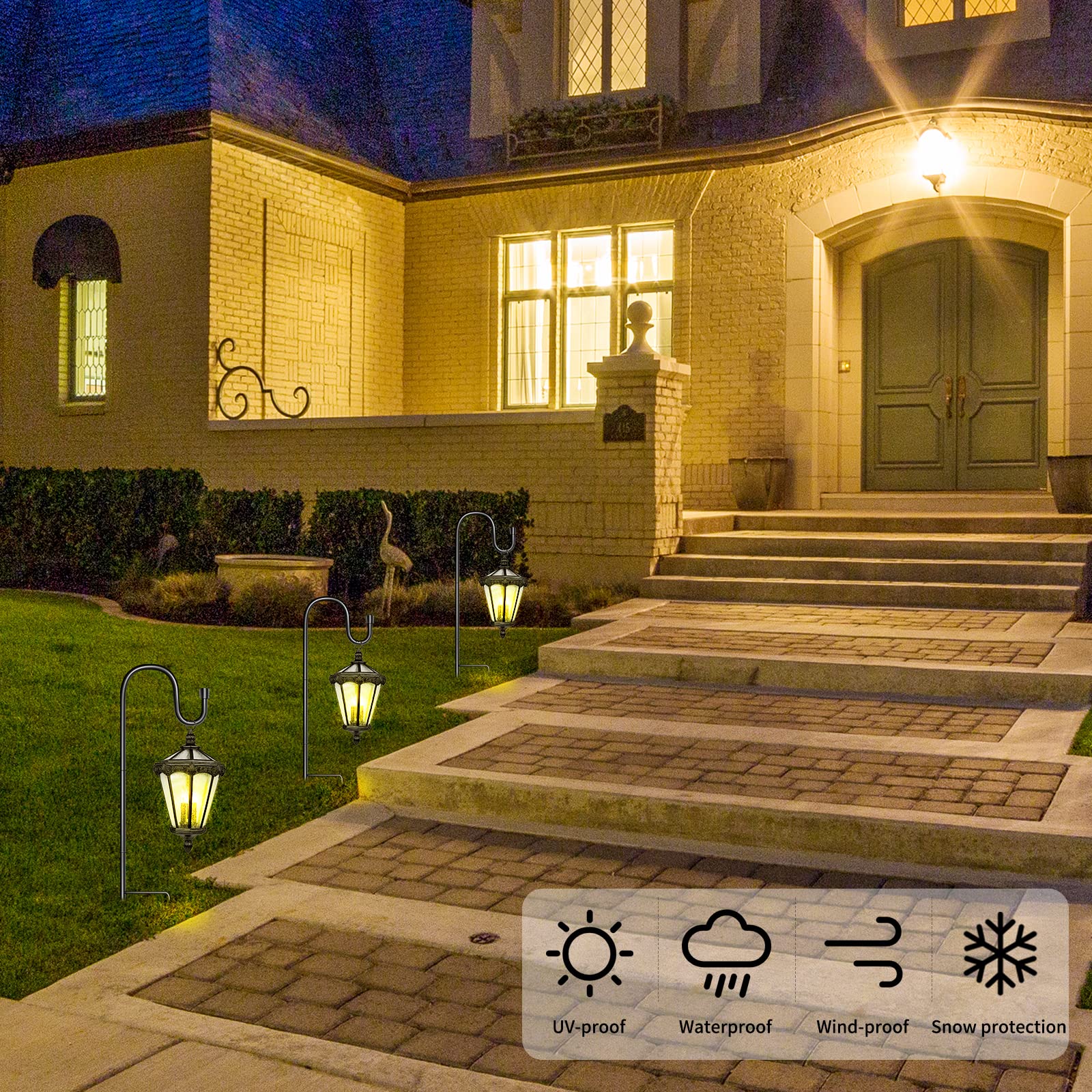 SEGNAYEN Ganci Da Giardino Metallico 81cm - Set Di 2, Regolabili Per Luci, Lanterne E Vasi, Nero - Foto 3