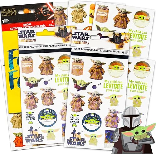 Miniatura 1 de Star Wars Mandalorian - Juego de calcomanías de Baby Yoda Merchandising, paquete con 8 hojas de decoración mandaloriana, calcomanías de Baby Yoda