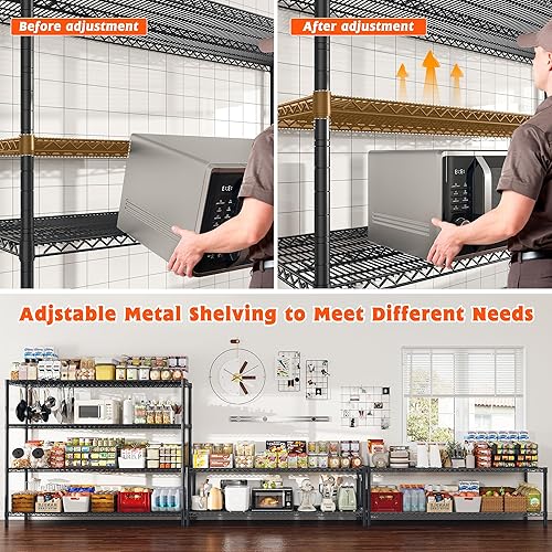 Miniatura 5 de REIBII Estantes de almacenamiento de 60 pulgadas de ancho, 2878 libras, estantería de metal con ruedas, estantes de alambre ajustables para