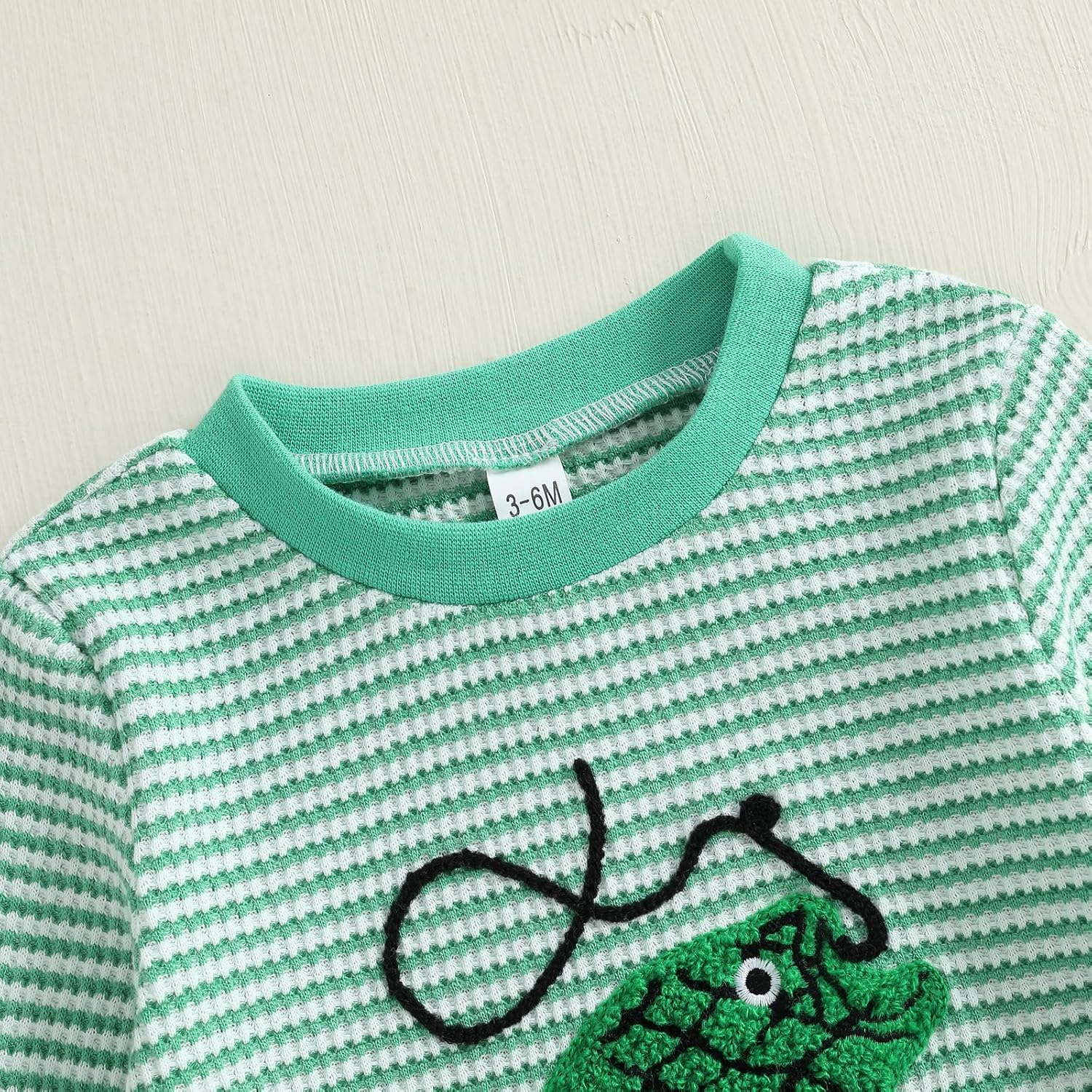 Fernvia Infant Baby Boy Fall Knit Striped Romper Helicopter Truck Fish Embroidered Crew Neck Long Sleeve Jumpsuit Clothes - Image 4