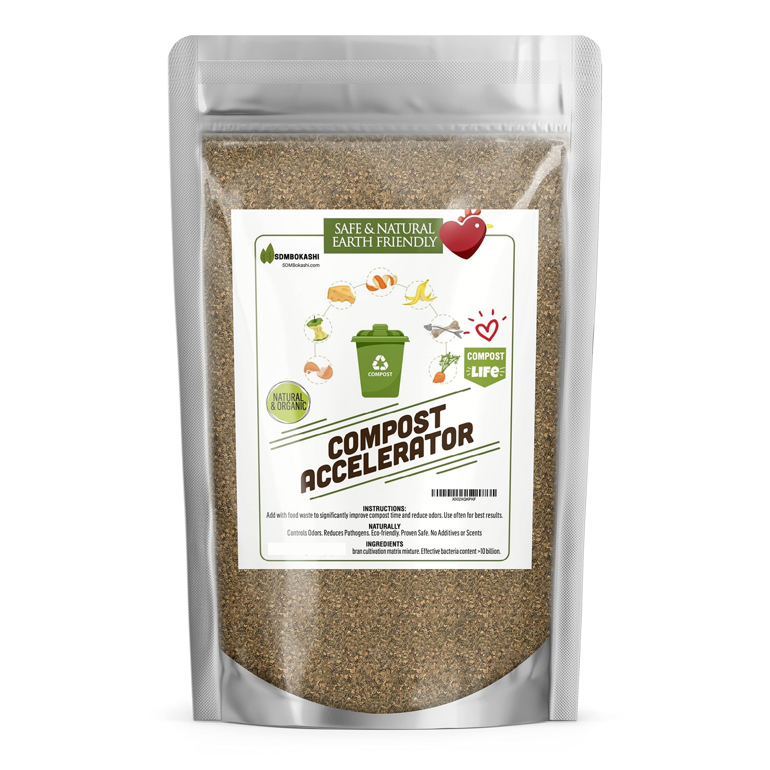 Premium Compost Accelerator, Supercharge Your Compost and Contain Odors - Great for Kitchen Compost bin, Bokashi Composting, and Compost Pile - Made in USA from Organic Bokashi Bran 2.2lbs