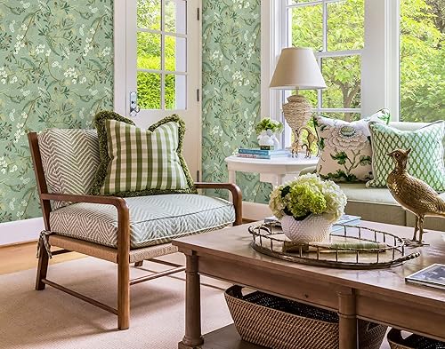 Miniatura 2 de Guvana Papel tapiz floral de 16.14 x 394 pulgadas, papel tapiz autoadhesivo de hojas, papel tapiz autoadhesivo bohemio con flores, papel tapiz