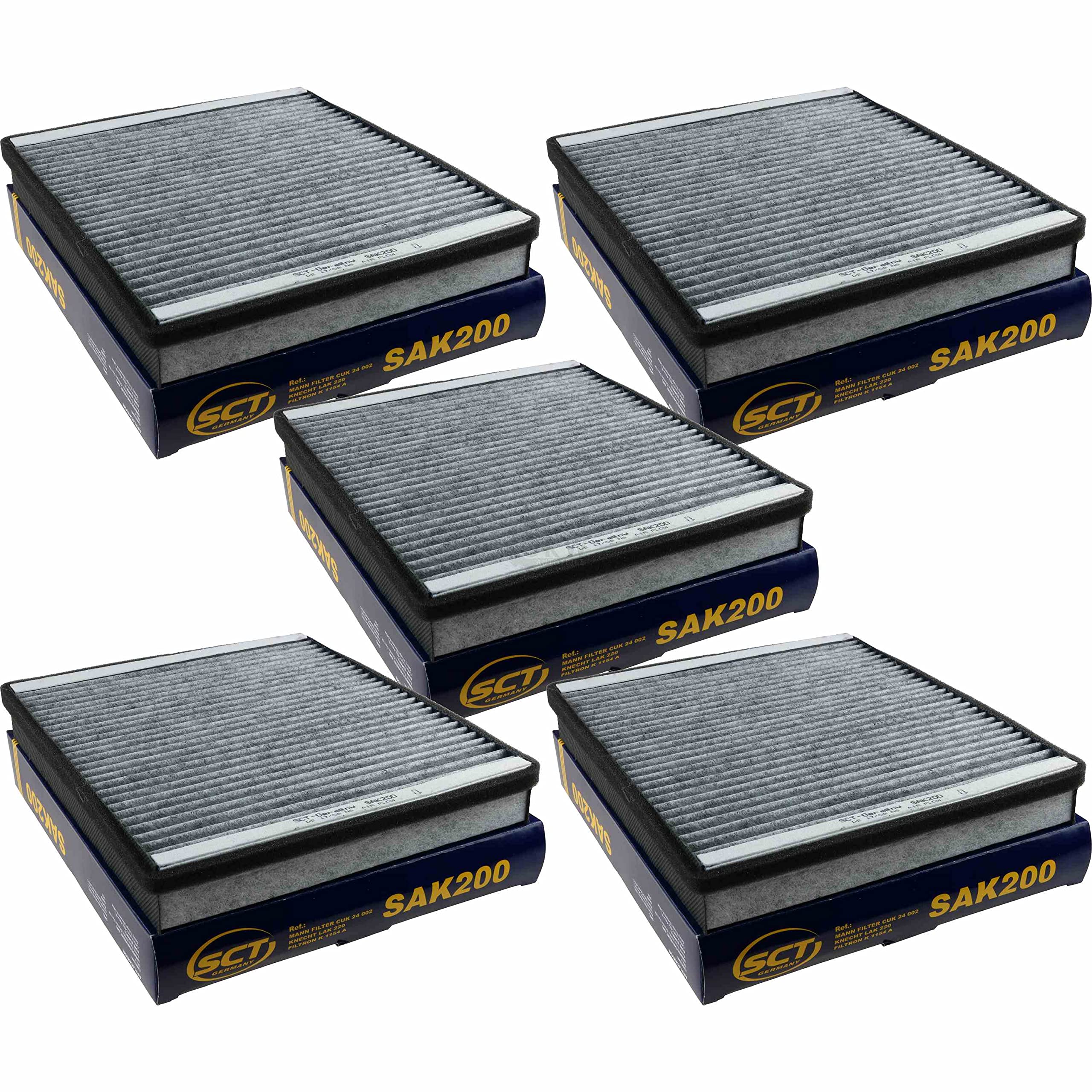 QR-Parts Set 85484352 SAK 200 5 filtros originales SCT para habitáculo, filtro de polen