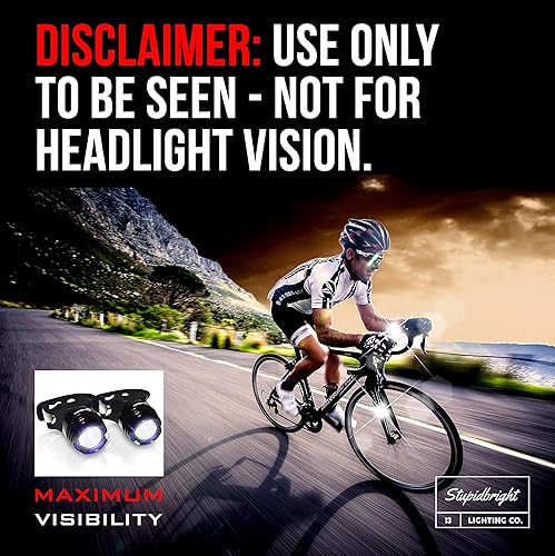 Miniatura 2 de Stupidbright Juego de luces micro LED con correa delantera y trasera para bicicleta, luces para patineta y longboard (paquete de 2)