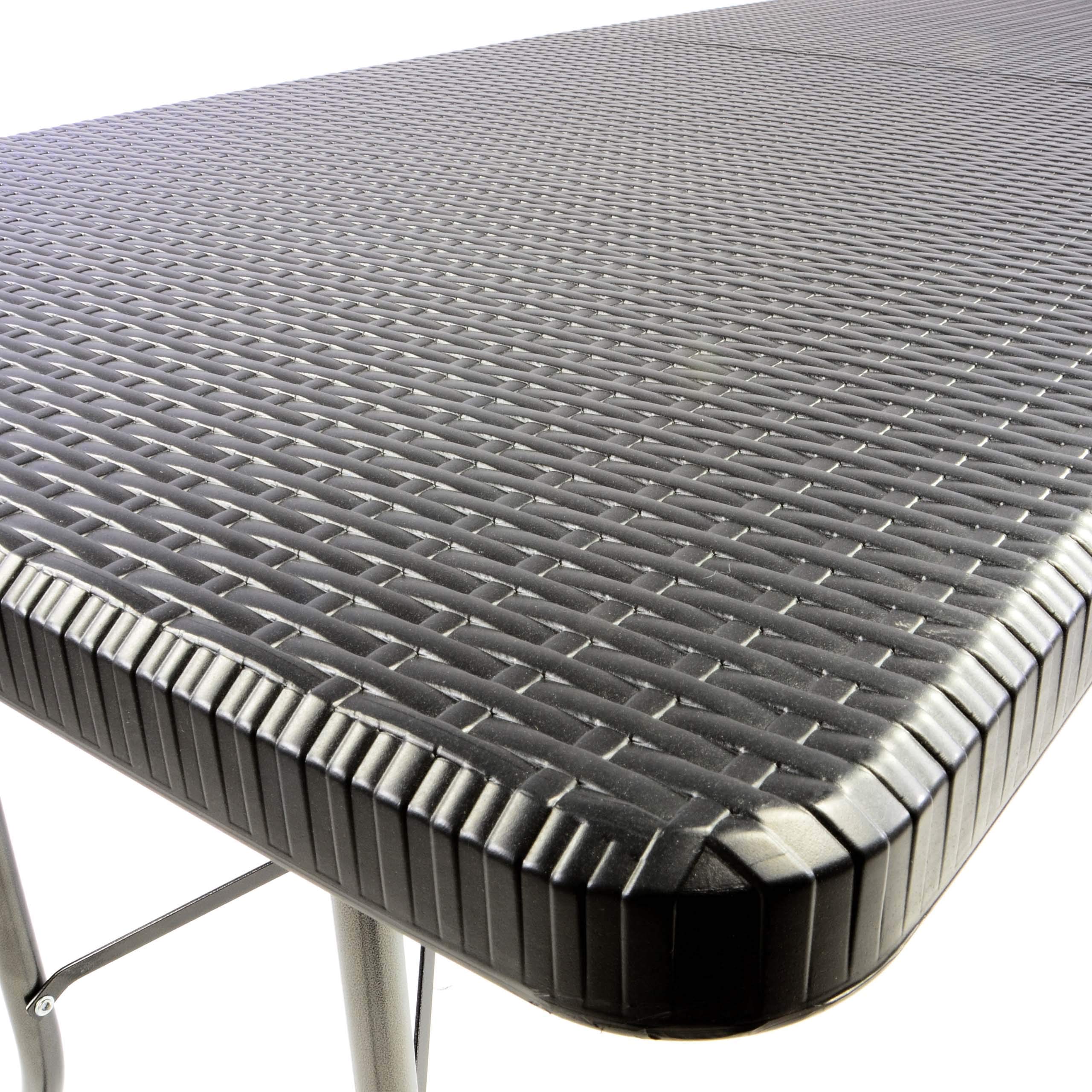 Bierzelt-Garnitur klappbar schwarz Rattan-Optik 180 cm 1 Tisch 2 Bänke