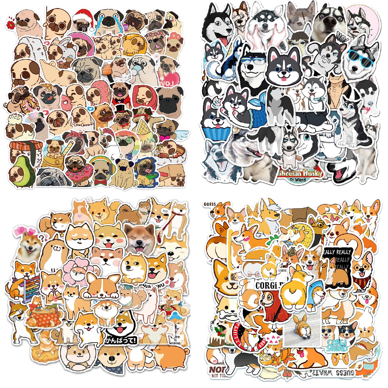 200 Pcs Dog Stickers,Cute Pet Dog Waterproof Stickers,Vinyl Stickers for Water Bottle,Laptop,Phone,Journaling,Luggage,Skateboard Stickers for Adults Teens and Kids