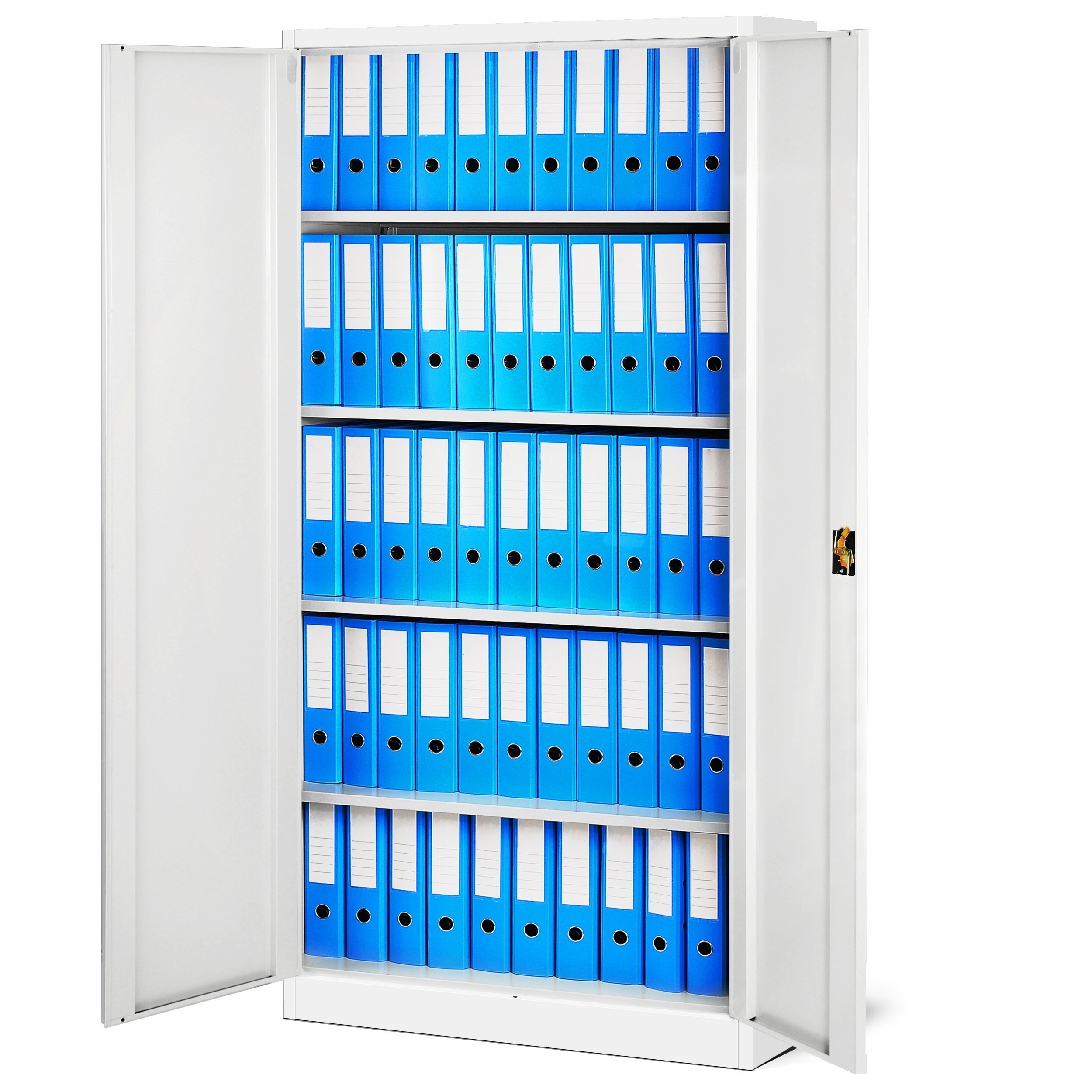 Jan Nowak 4er Set Aktenschrank C001 Metallschrank Stahlschrank Werkzeugschrank Büroschrank Lagerschrank Universalschrank Pulverbeschichtung Flügeltüren 185 cm x 90 cm x 40 cm (weiß/weiß)
