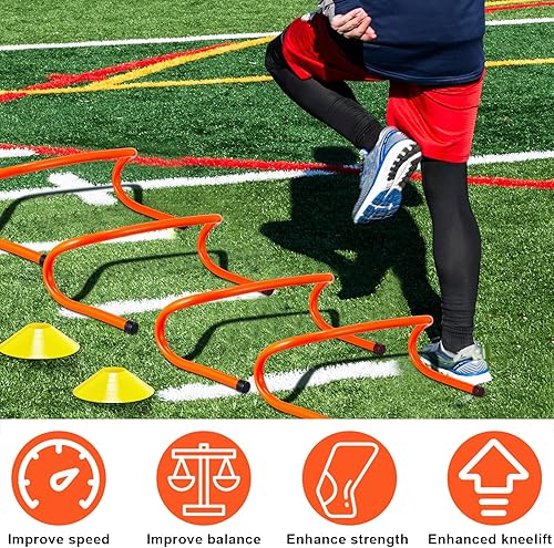 Miniatura 4 de Jenaai Juego de 49 obstáculos de entrenamiento de velocidad de 6 pulgadas, equipo duradero de entrenamiento de práctica, incluye 24 obstáculos de