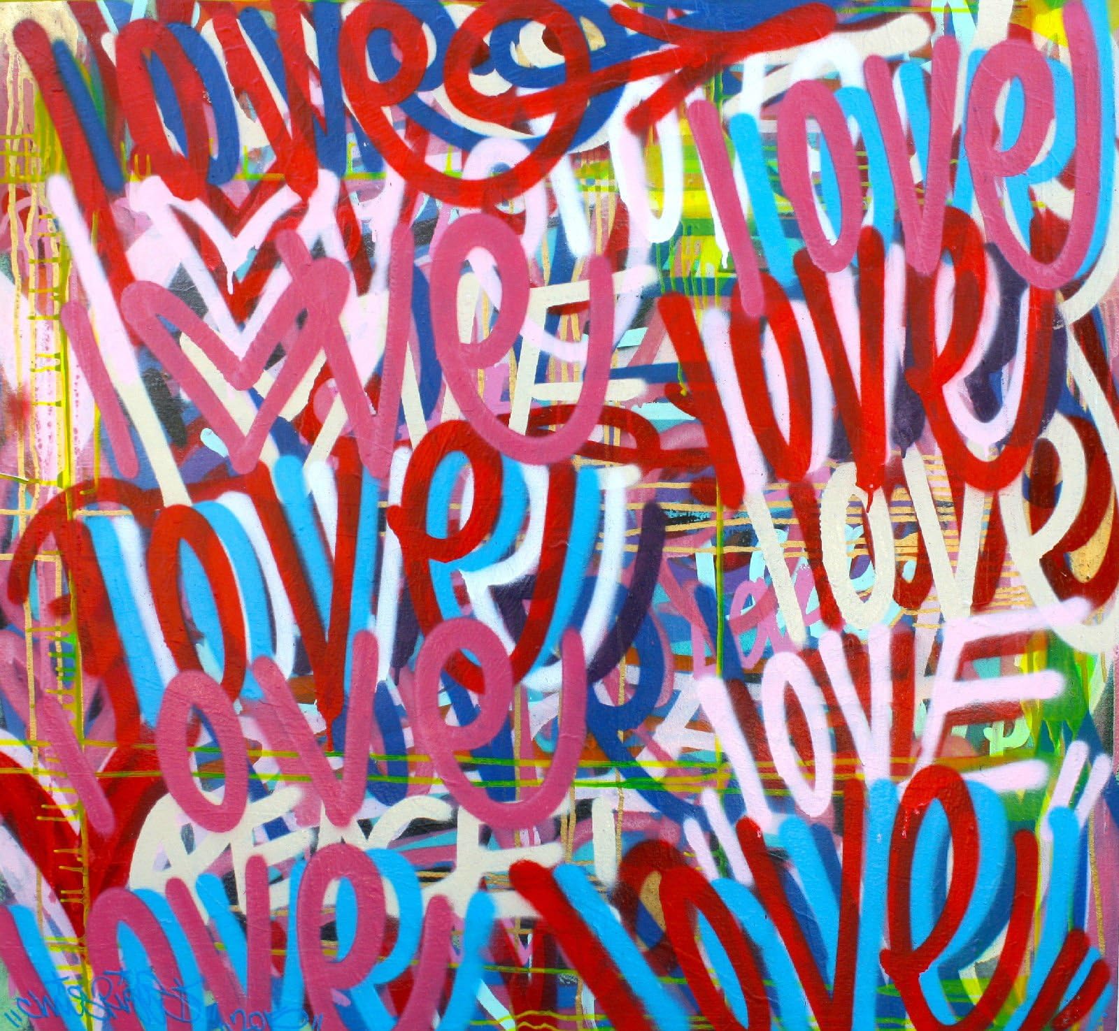 ORIGINAL Chris Riggs 39" x 36" Love art contemporary canvas fine art painting urban pop art street art love