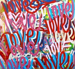 ORIGINAL Chris Riggs 39 x 36 Love art contemporary canvas fine art painting urban pop art street art