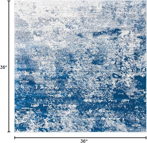 Miniatura 164 de SAFAVIEH Brentwood Collection - Alfombra de área de 9 x 12 pies, gris claro y azul, diseño abstracto moderno, no desprende pelusa y de fácil azul