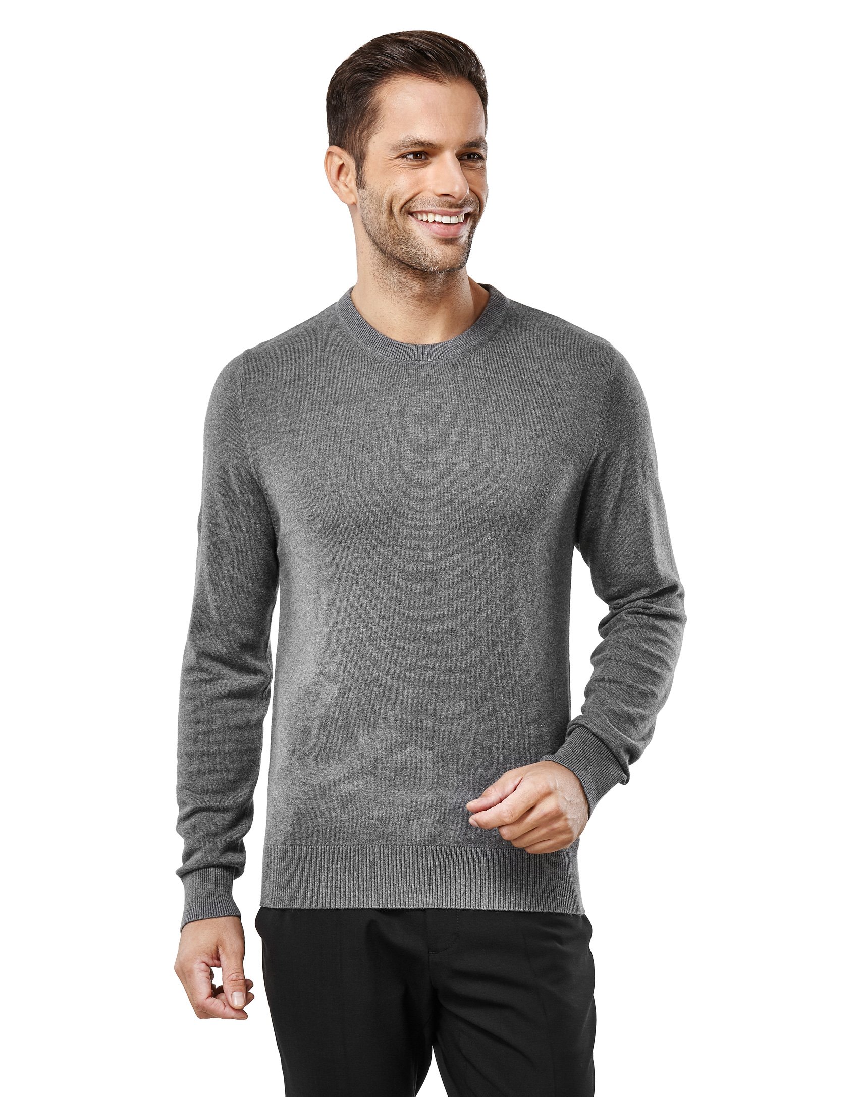 Vincenzo Boretti Herren-Pullover V-Ausschnitt Slim-fit tailliert Strick-Pullover V-Neck einfarbig Baumwolle-Mix edel elegant leicht Fein-Strick für Business oder Casual