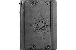 CAGIE Cool Leather Notebook for Men - Premium Lined Writing Journal with Compass