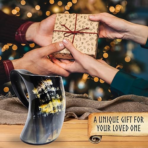 Miniatura 7 de Viking Craft's Taza de cuerno para beber jarra hecha a mano y acabado natural