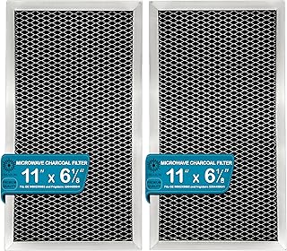 Fits GE Microwave Charcoal Filter Replacement JX81A – WB2X9883, WB06X0186 Microwave Recirculating Charcoal Filter 11" x 6.12" – Activated Carbon Hood Vent (2-Pack) – Fresh Air & Odor Removal