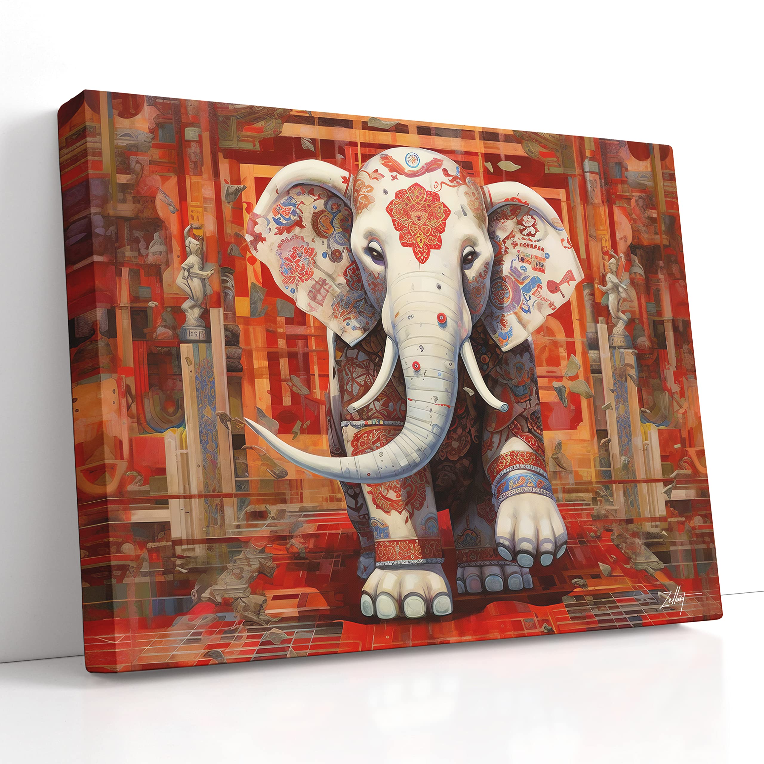 Éléphant japonais décoration murale grand tableau de salon ZELLART - 8