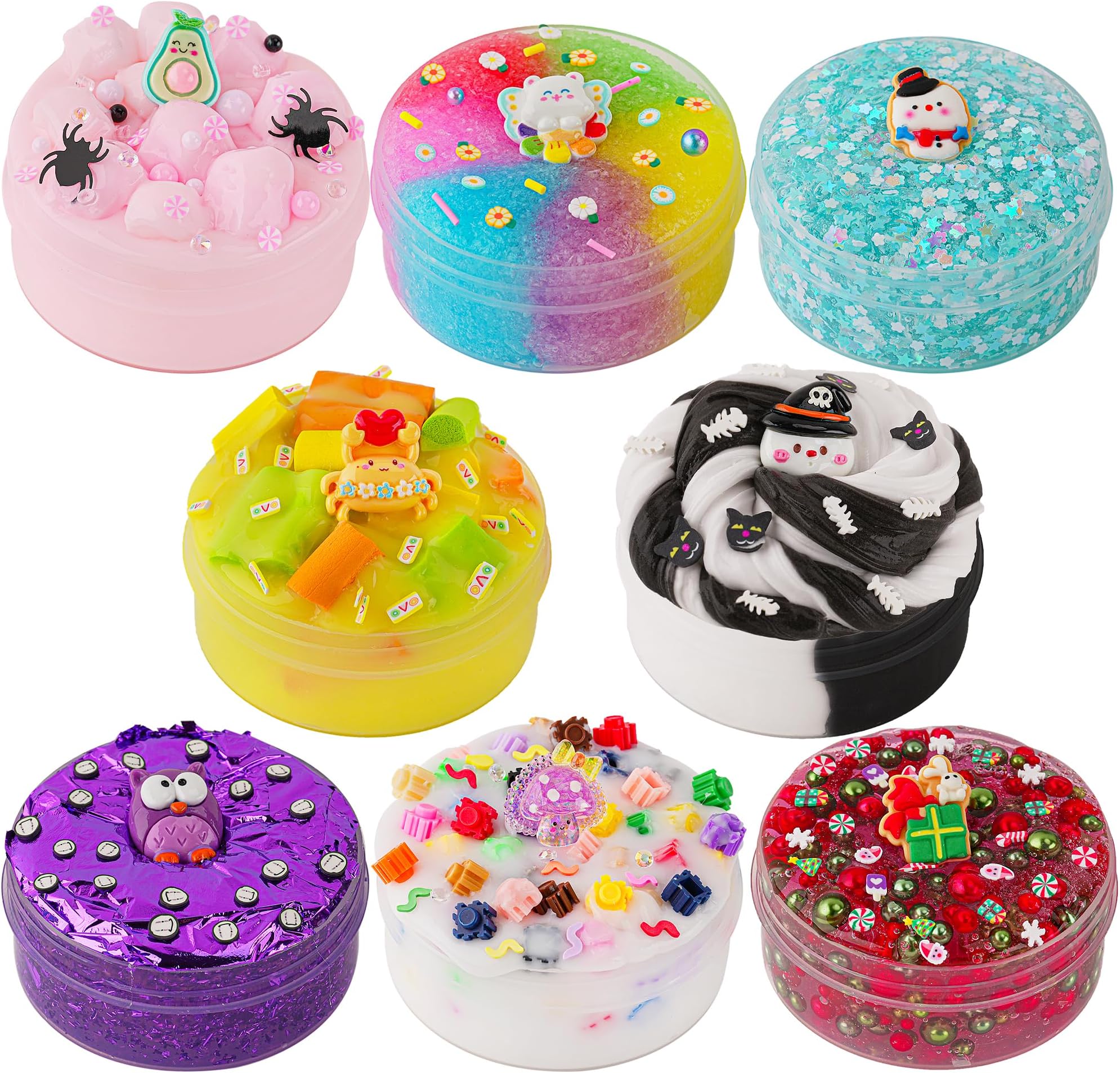 8 x 100ml Textures Slimes Kit for Kids, Slime Variety Pack Different Textures, with Snow Fizz, Butter Slime, Slimes Party Favors for Girls & Boys, Birthday Easter Toy