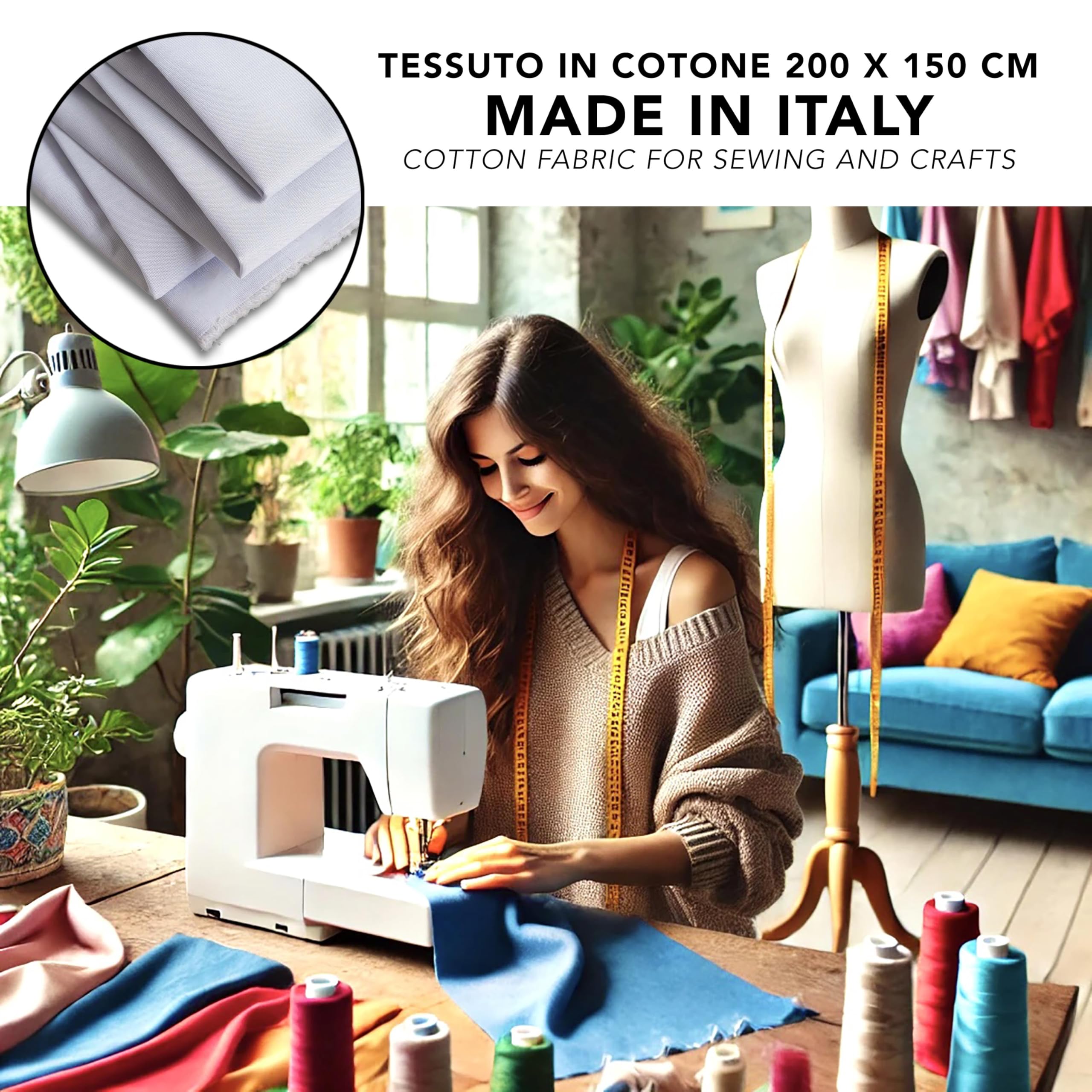 IPEA Popeline szara perła bawełniana tkanina - 200 cm x 150 cm - Made in Italy - tkanina metrowa do szycia, odzieży, pokrowców, dekoracji, akcesoriów, patchworku, jednobarwnego materiału do szycia