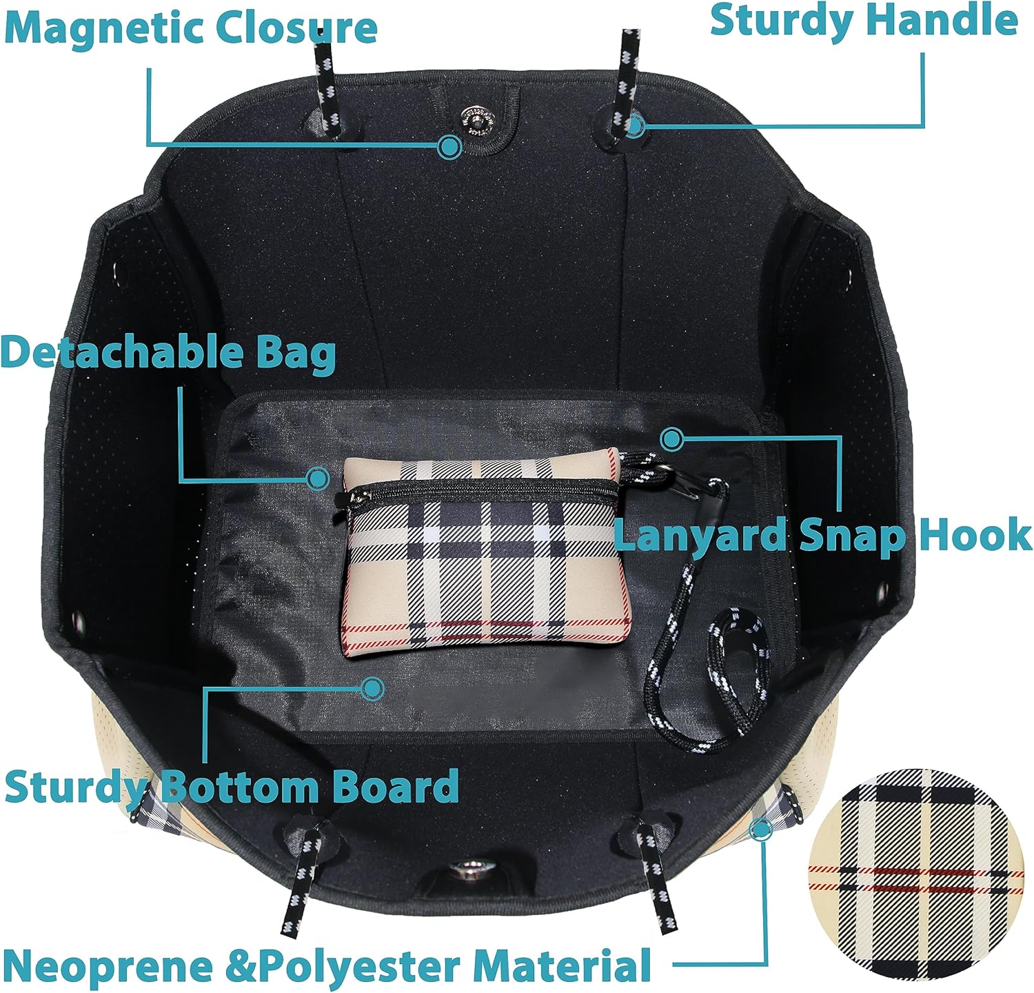 Hibala Neoprene Multipurpose Beach Bag,Gym/Travel/Pool Bag,Tote For Women&Men - Image 6