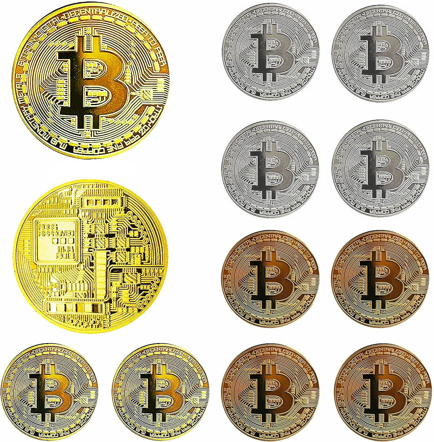 Dawnzen 12ST Gold Silber Bronze überzogene Bitcoin BTC Münze Sammlerstück  Gedenken: Amazon.de: Spielzeug