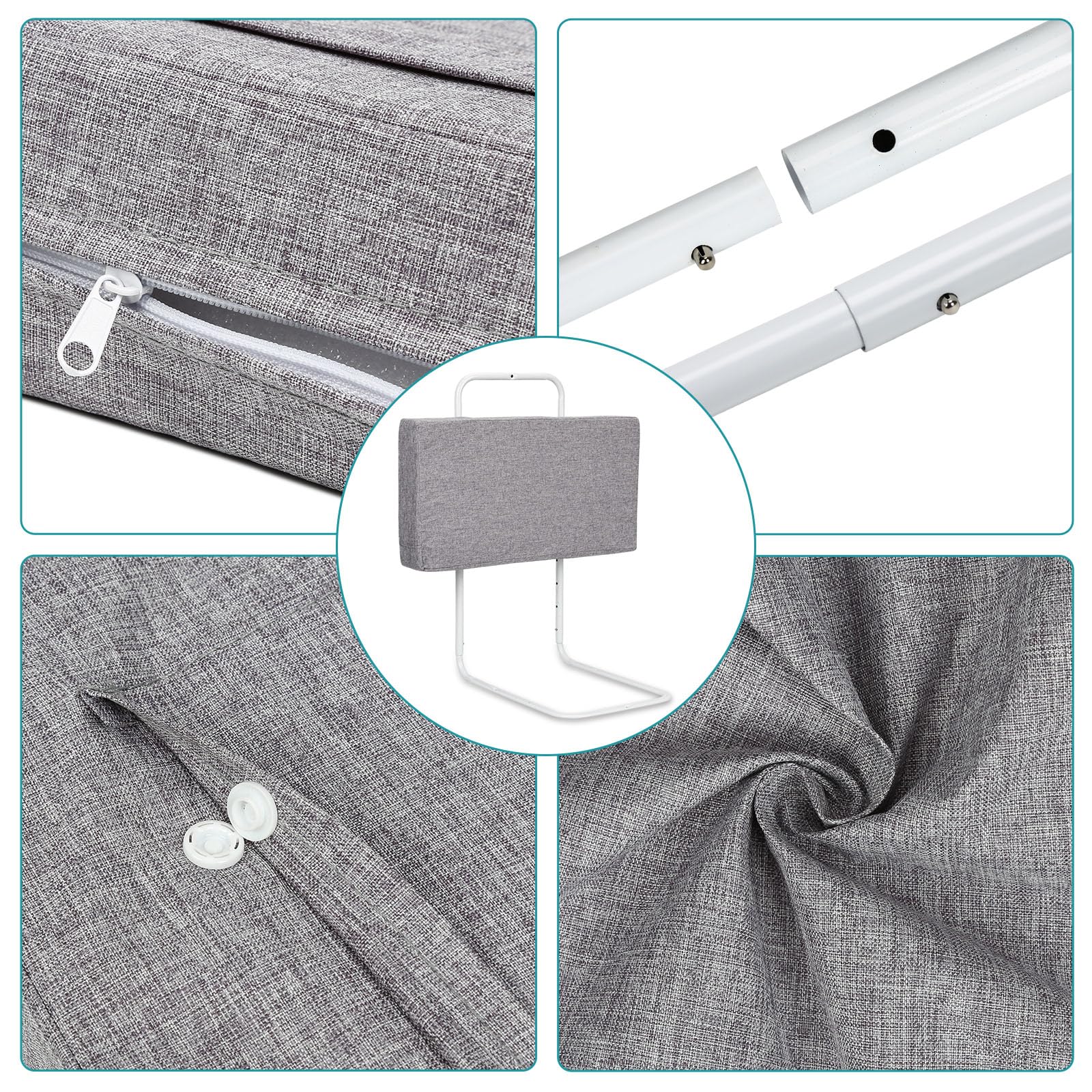 2X Barriera per letto 60 x 28 cm, Regolabile in altezza, Barriera di sicurezza per letto a 5 fori, Barriera per bambini piccoli per prevenire le cadute, Colore: Grigio